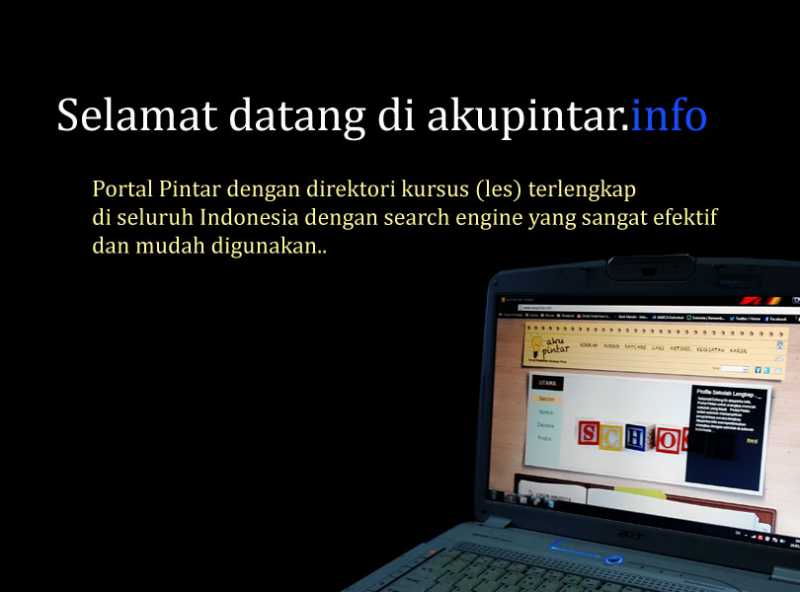 #|#|#Saat ini pilihan begitu luas tersedia bagi orangtua yang ingin memilih kursus untuk putra-putrinya. Mulai dari kursus musik, tari, bahasa, matematika &amp; baca tulis, sampai kursus yang sangat spesifik seperti berkuda, drama &amp; robotic. Akupintar.info menyediakan informasi yang sangat luas bagi orangtua untuk memilih yang terbaik. <br />
Bagi lembaga yang belum termuat di akupintar.info, silahkan mendaftarkan secara GRATIS, dengan mengklik disini.|||0